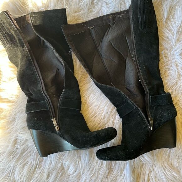 BCBG 💫black suede boots with wedge heel💫sz38 - Picture 2 of 8